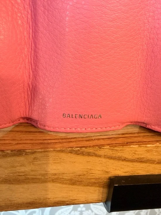 Balenciaga Micro Wallet Smooth Pink Leather Trifold w Coin Pocket Card Slots EUC - Picture 15 of 17